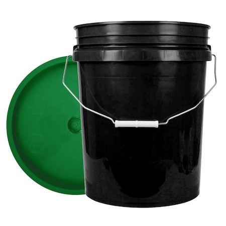 World Enterprises Bucket, 12 in H, Black and Green 5BLK,345GRN